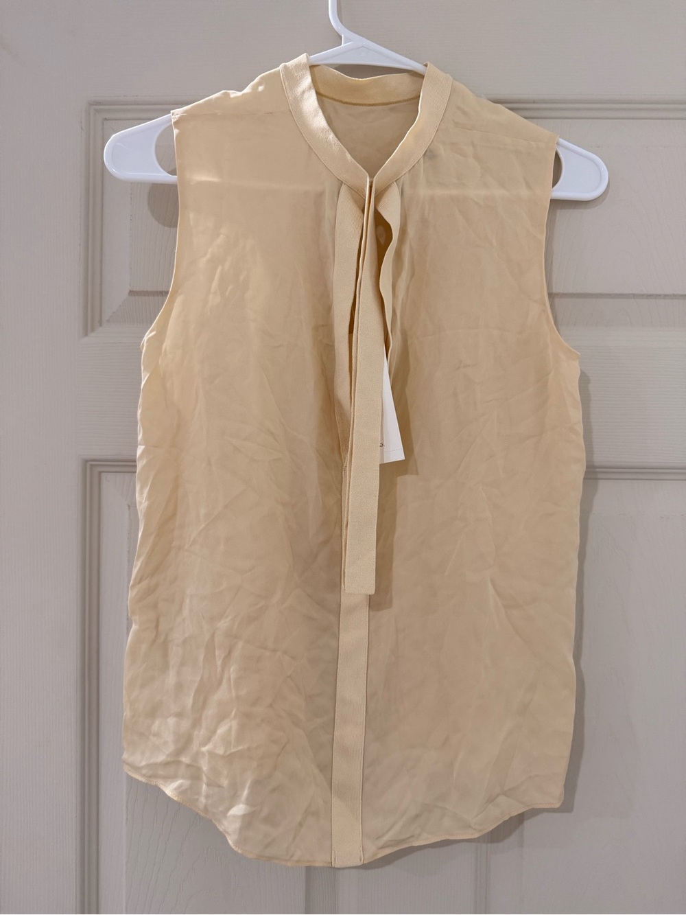 Vince Sleeveless Cream Silk-Look Blouse - Picture 2 of 5